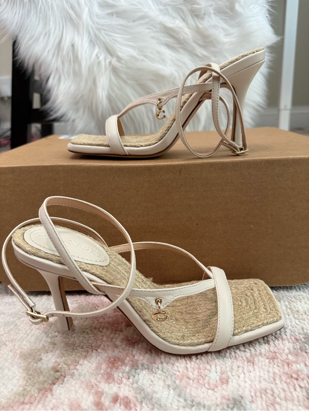 COACH Chalk Cream KAIA Ankle Strap Sandals size 6 1/2